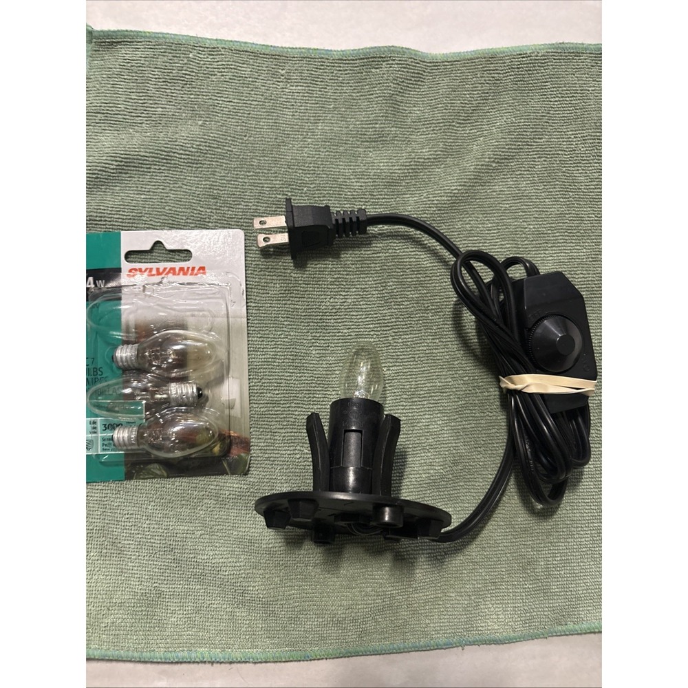 Unknown Brand Salt Lamp Cord /w Dimmer Switch + 4‎ Bulbs Tested Working EUC
